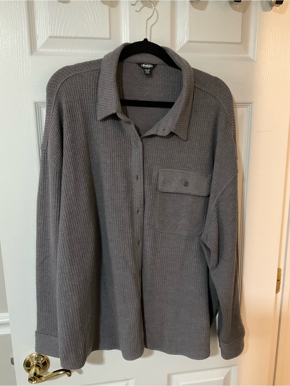 Buffalo Jeans Men's Gray Waffle-Knit XXL Shirt Jacket - Lightweight Layering